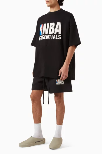 شورت رياضي بقصة كلاسيكية وشعار NBA صوف قطني