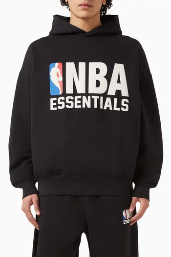 كنزة بغطاء رأس وقصة رياضية بشعار NBA صوف قطني