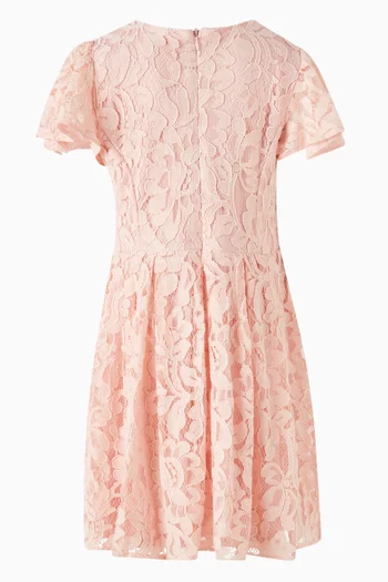 Flutter-sleeve Dress in Lace