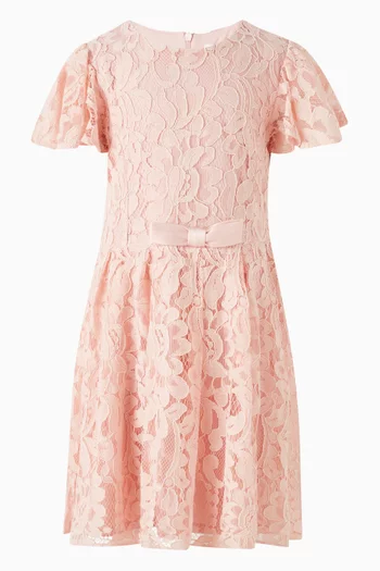 Flutter-sleeve Dress in Lace
