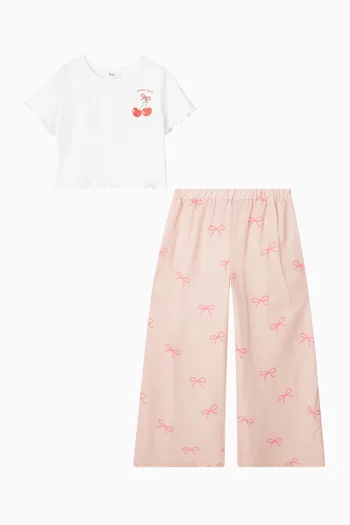 Cherry Bow T-shirt & Pants Set