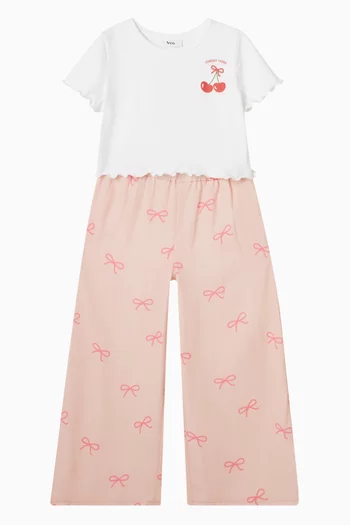 Cherry Bow T-shirt & Pants Set