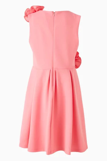 Rose-applique Pleated Dress