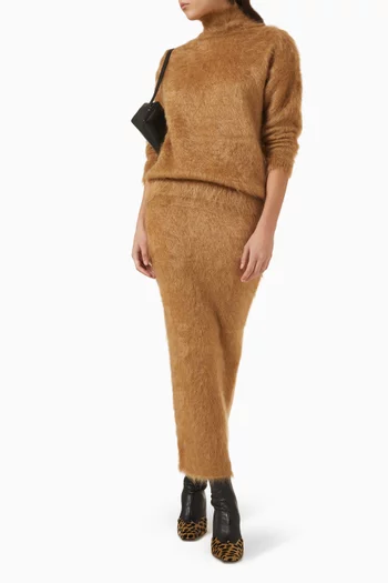 سترة بفتحة رقبة بياقة عالية نسيج موهير