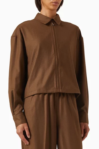 قميص بقصة فضفاضة حرير وصوف