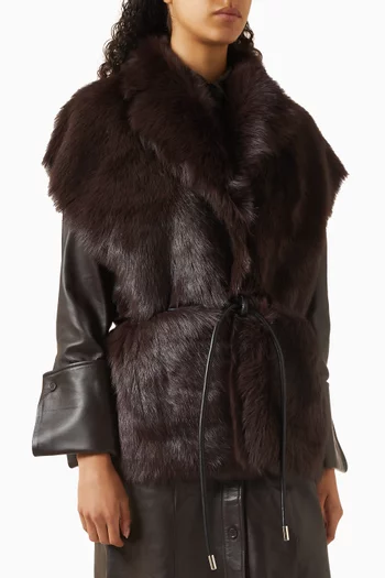 جاكيت مارتا بحزام فرو توسكانا