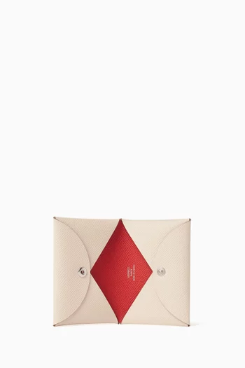 Unused Calvi Duo Card Holder in Epsom Leather