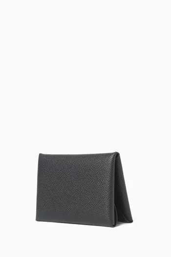 Unused Calvi Duo Card Holder in Epsom Leather