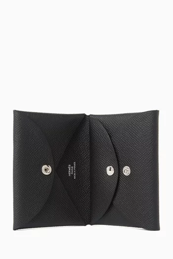Unused Calvi Duo Card Holder in Epsom Leather