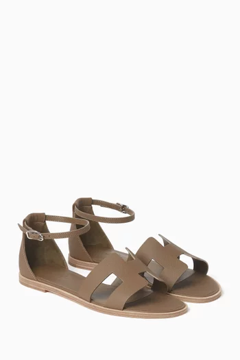 Unused Santorini Sandals in Epsom Leather, EU 38