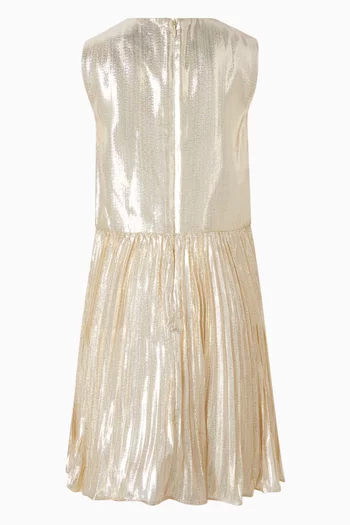 Sleeveless Bow Dress in Metallic Silk