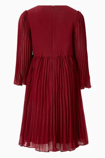 Bow Pleated Dress in Chiffon