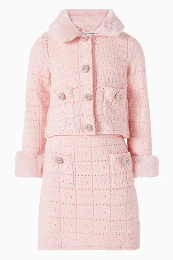 Knitted Cardigan in Faux-fur