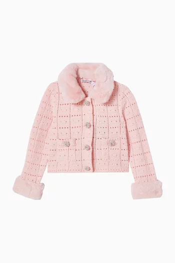 Knitted Cardigan in Faux-fur