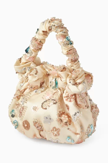Sequin Embroidered Bag in Satin