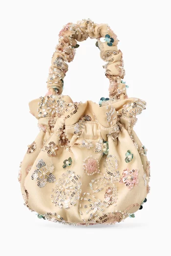 Sequin Embroidered Bag in Satin