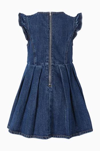 Flared Bow Dress in Denim