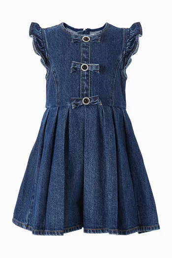 Flared Bow Dress in Denim