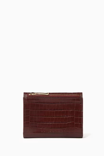 Compact Pocket Wallet in Croc-embossed Leather