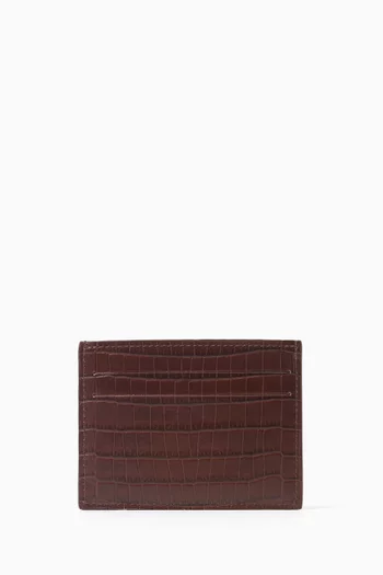 حافظة بطاقات بجيب جلد بنقشة جلد التمساح