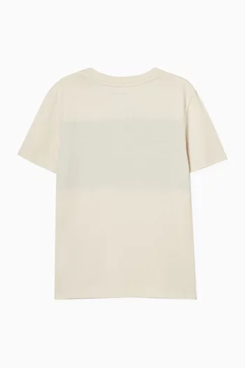 تي شيرت مقسّم بألوان وبطبعة قطن