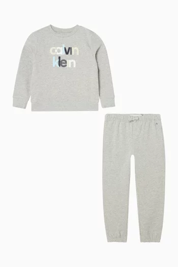 Logo Sweatshirt & Pants Set in Cotton-fleece
