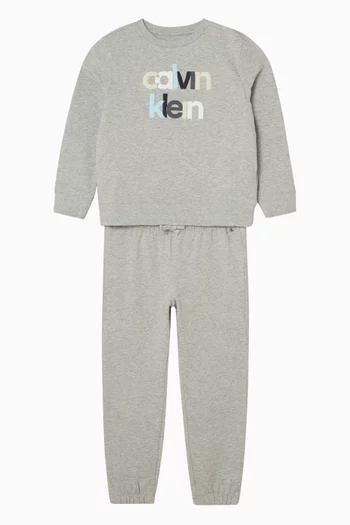 Logo Sweatshirt & Pants Set in Cotton-fleece