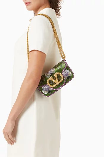 حقيبة كتف لوكو صغيرة ستان مطرز