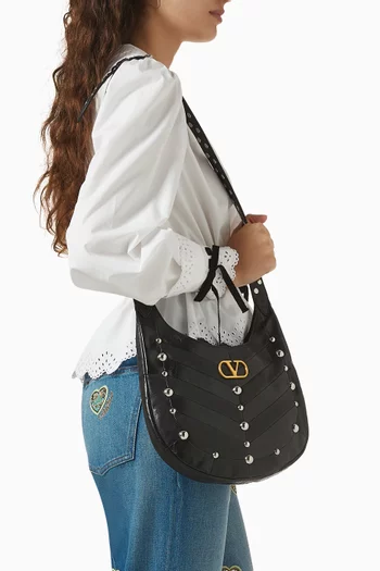 Small Hoboho Chevron Bag in Leather