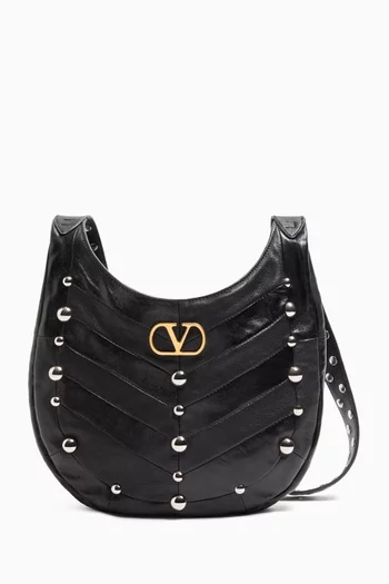 Small Hoboho Chevron Bag in Leather