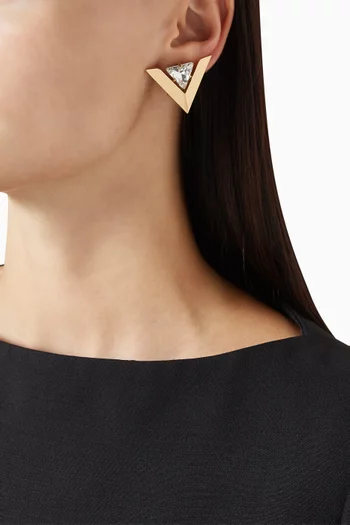Je Les V Crystal Earrings in Gold-tone Metal