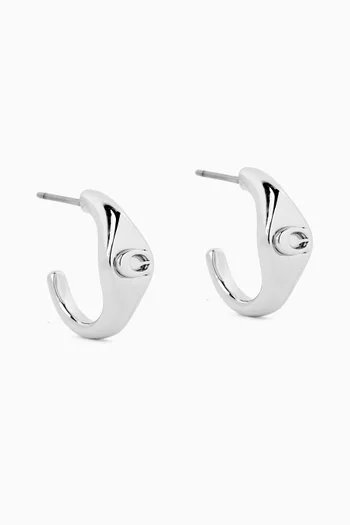 Signet C Huggie Earrings in Plated Brass