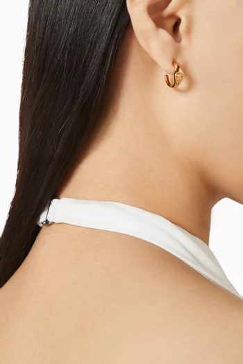 Signet C Huggie Earrings in Plated Brass