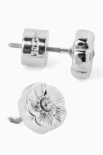 أقراط بتصميم زهرة الشاي نحاس بلون فضي