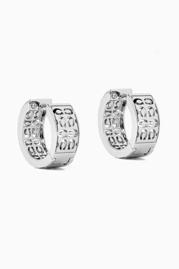 Quilted Signature Huggie Earrings in Plated Brass