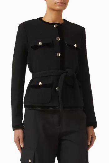 جاكيت طويل بحزام تويد