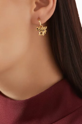 Brushed Pegasus Huggie Earrings in Plated Brass