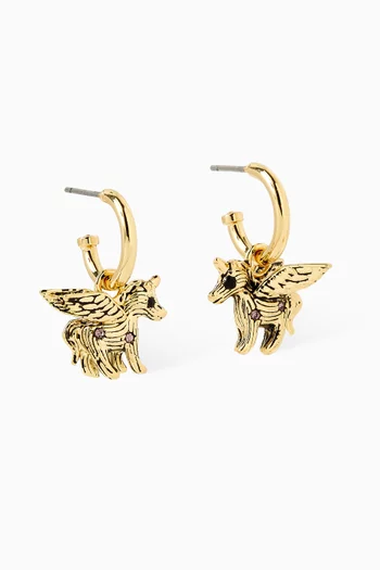 Brushed Pegasus Huggie Earrings in Plated Brass
