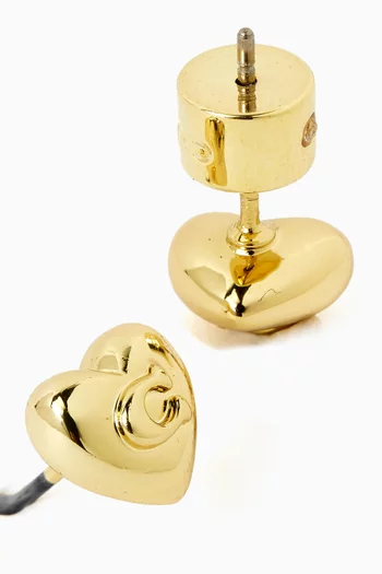 أقراط بتصميم قلب بشعار حرف C نحاس بلون ذهبي