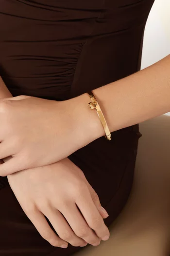 Tabby Hinged Bangle in Plated Brass