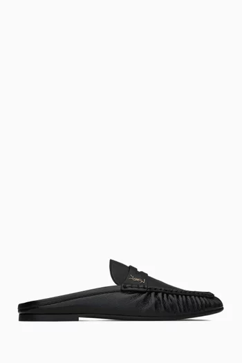 Le Loafer Mules in Shiny Creased Leather