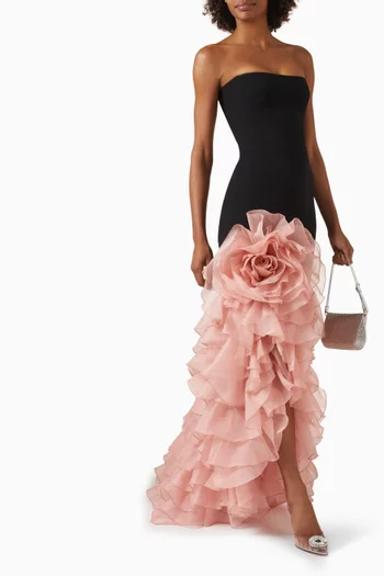 Chiffon-flower Gown in Crepe