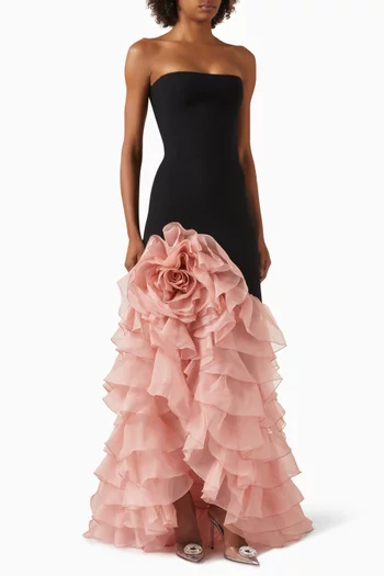Chiffon-flower Gown in Crepe