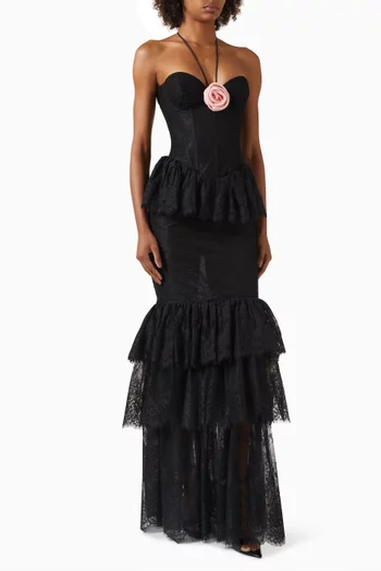 Chiffon-flower Dress in Lace