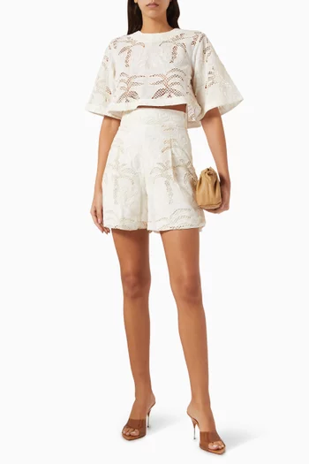Cala High-waisted Shorts in Lace