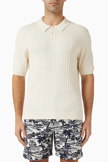 Naples Diamond Stripe Polo Shirt in Knit