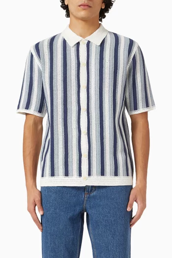 Porto Stripe Shirt in Crochet Knit