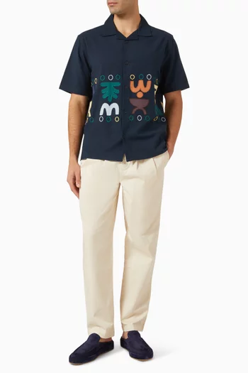 Didcot Doodle Applique Shirt in Cotton & Linen