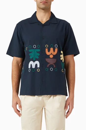 Didcot Doodle Applique Shirt in Cotton & Linen