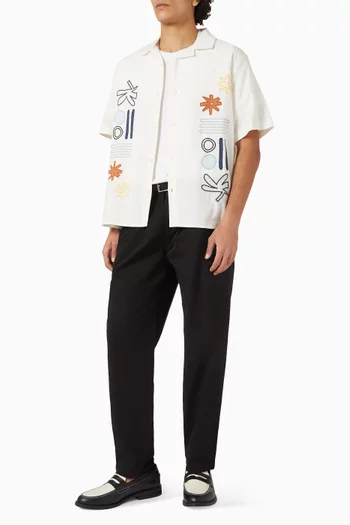 Didcot Abstract Applique Shirt in Cotton & Linen
